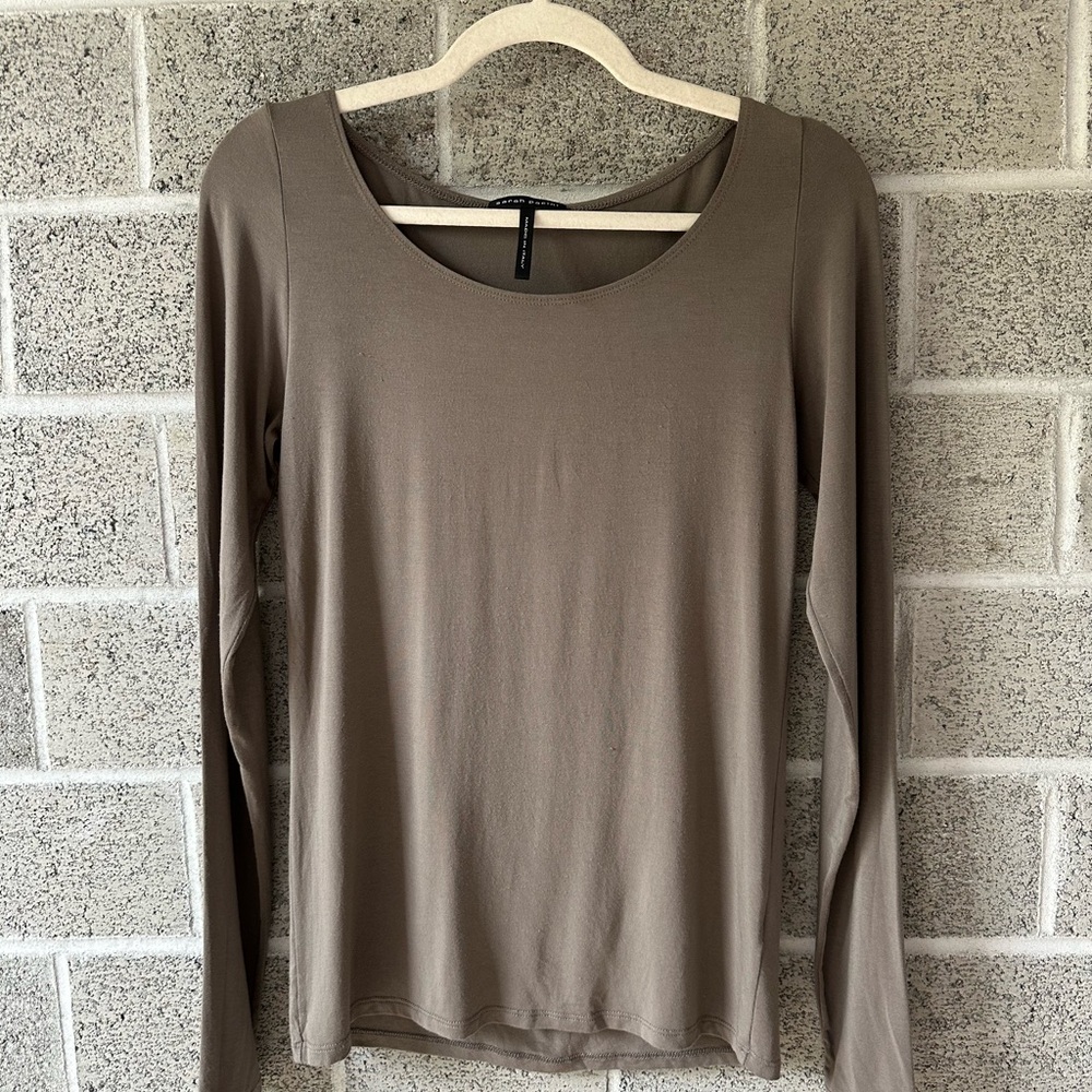 Sarah Pacini Taupe Long Sleeve Blouse